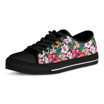 Tropical Flowers Pattern Print Black Low Top Sneakers
