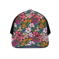 Tropical Flowers Pattern Print Black Mesh Trucker Hat