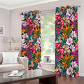 Tropical Flowers Pattern Print Dimout Grommet Curtains