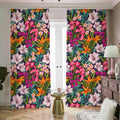 Tropical Flowers Pattern Print Dimout Pencil Pleat Curtains