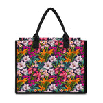 Tropical Flowers Pattern Print Canvas Tote Bag