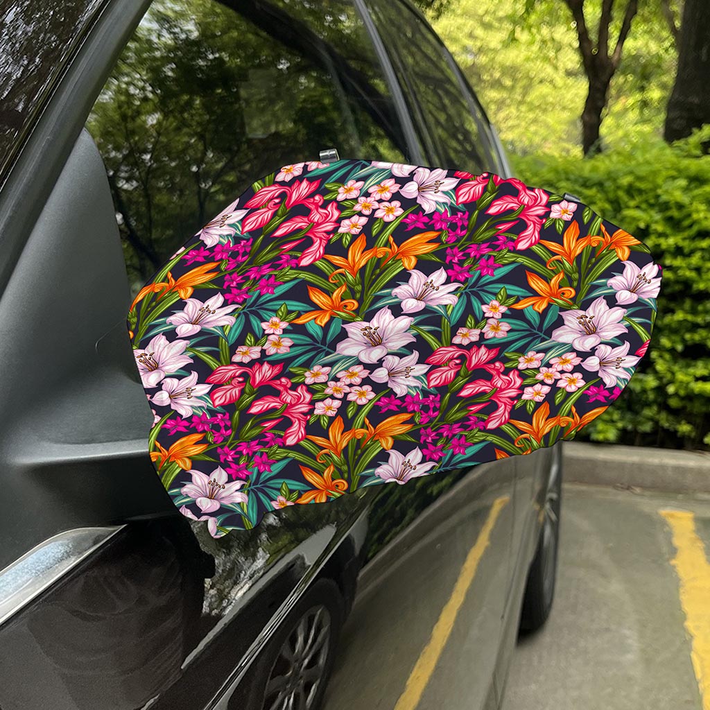 Tropical Flowers Pattern Print Car Side Mirror Covers