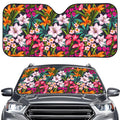 Tropical Flowers Pattern Print Car Windshield Sun Shade