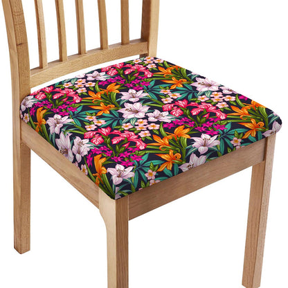 Tropical Flowers Pattern Print Chair Cushion Cover