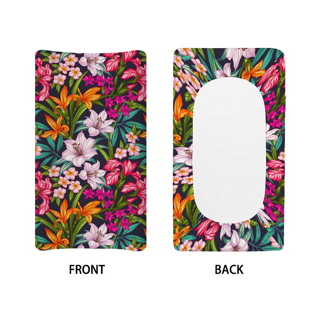 Tropical Flowers Pattern Print Changing Pad Cover