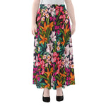 Tropical Flowers Pattern Print Chiffon Maxi Skirt
