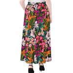 Tropical Flowers Pattern Print Chiffon Maxi Skirt