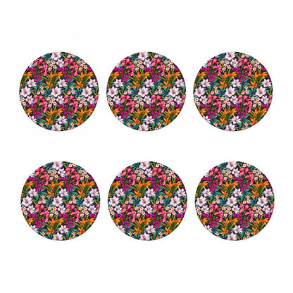 Tropical Flowers Pattern Print Coaster Set