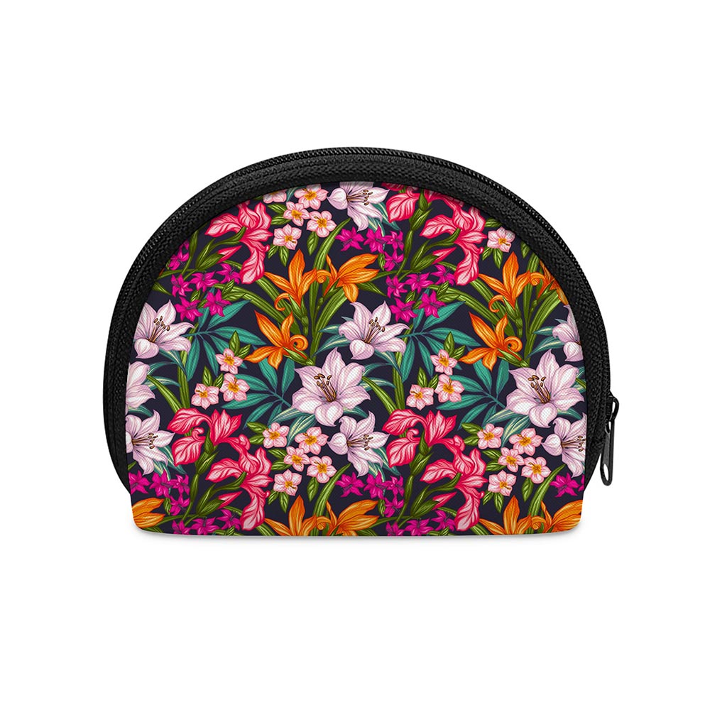 Tropical Flowers Pattern Print Coin Purse