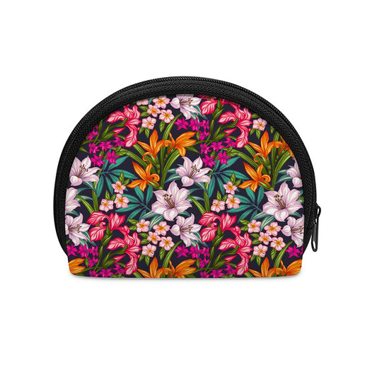 Tropical Flowers Pattern Print Coin Purse