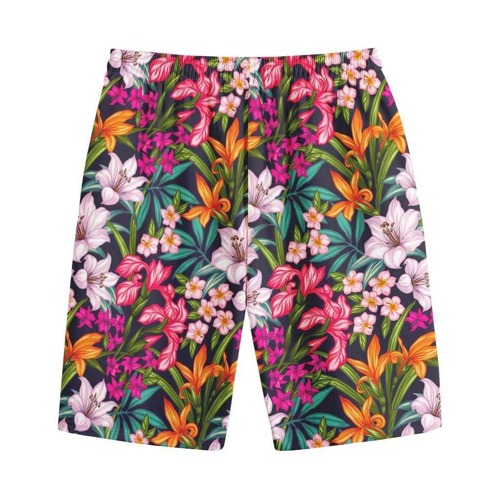 Tropical Flowers Pattern Print Cotton Shorts