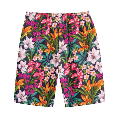Tropical Flowers Pattern Print Cotton Shorts