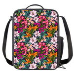 Tropical Flowers Pattern Print Crossbody Lunch Bag