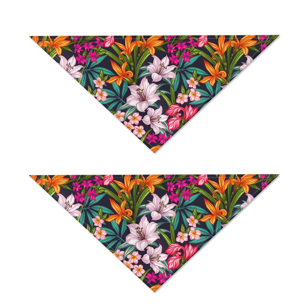 Tropical Flowers Pattern Print Dog Bandana