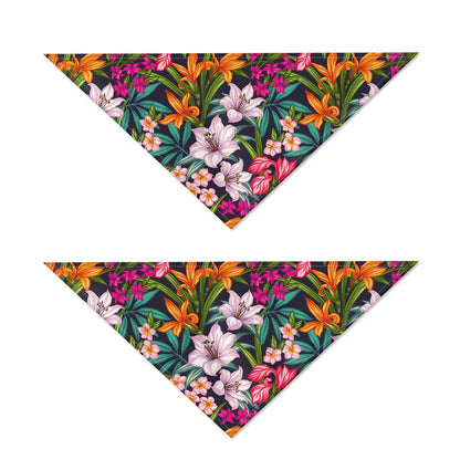 Tropical Flowers Pattern Print Dog Bandana