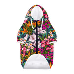 Tropical Flowers Pattern Print Dog Zip Up Hoodie