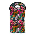 Tropical Flowers Pattern Print Double Neoprene Wine Tote