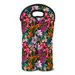 Tropical Flowers Pattern Print Double Neoprene Wine Tote