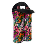Tropical Flowers Pattern Print Double Neoprene Wine Tote