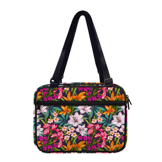 Tropical Flowers Pattern Print Double Strap Bible Bag