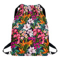 Tropical Flowers Pattern Print Drawstring Backpack