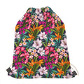 Tropical Flowers Pattern Print Drawstring Bag