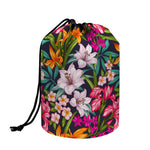 Tropical Flowers Pattern Print Drawstring Makeup Bag