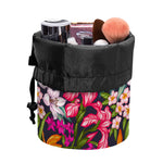 Tropical Flowers Pattern Print Drawstring Makeup Bag