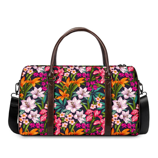 Tropical Flowers Pattern Print Duffle Bag