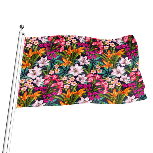 Tropical Flowers Pattern Print Flag