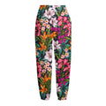 Tropical Flowers Pattern Print Fleece Lined Knit Pants