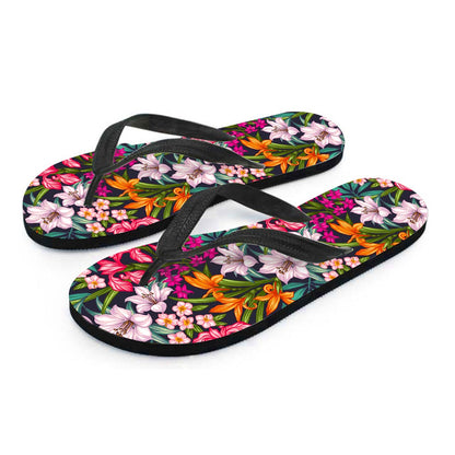 Tropical Flowers Pattern Print Flip Flops