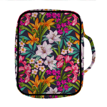 Tropical Flowers Pattern Print Front Pocket Bible Bag