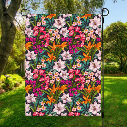 Tropical Flowers Pattern Print Garden Flag