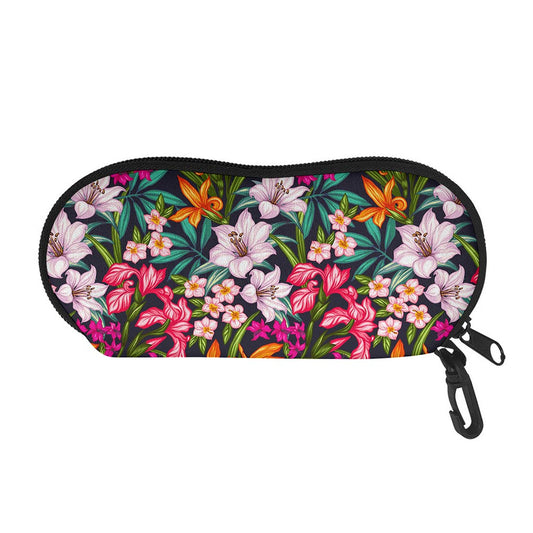 Tropical Flowers Pattern Print Glasses Case