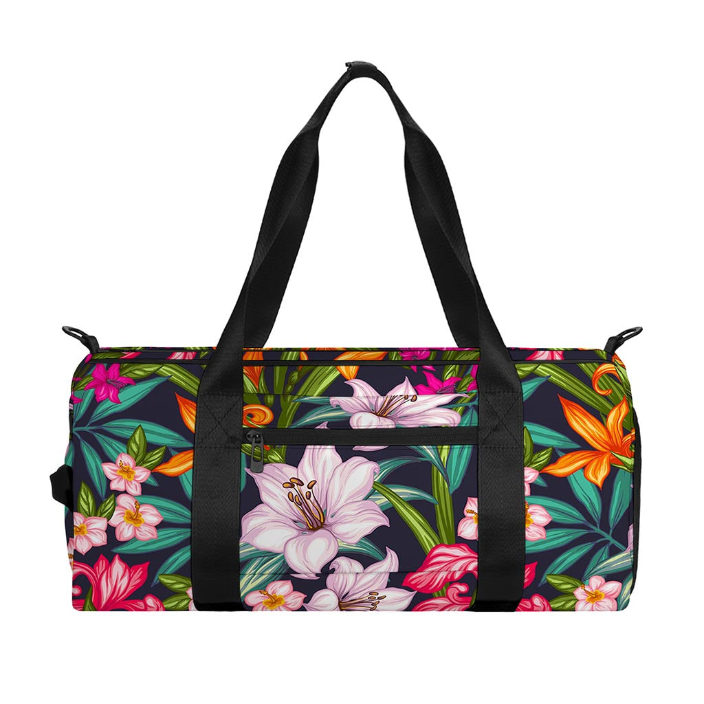 Tropical Flowers Pattern Print Gym Bag