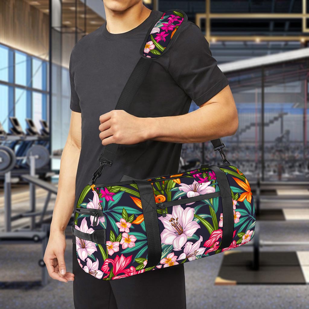 Tropical Flowers Pattern Print Gym Bag
