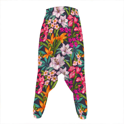 Tropical Flowers Pattern Print Hammer Pants