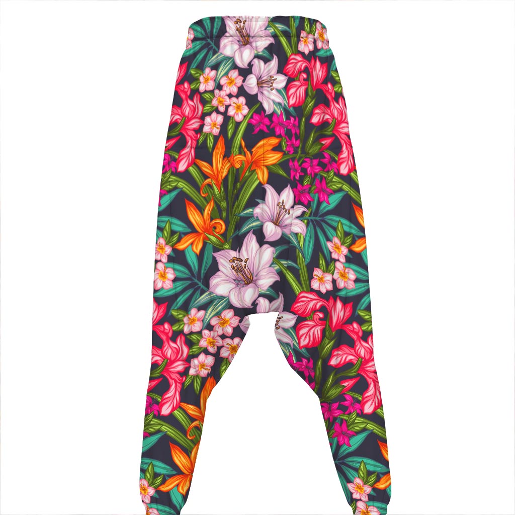 Tropical Flowers Pattern Print Hammer Pants