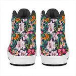 Tropical Flowers Pattern Print High Top Leather Sneakers