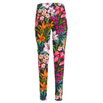 Tropical Flowers Pattern Print High-Waisted Pocket Leggings