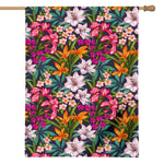 Tropical Flowers Pattern Print House Flag
