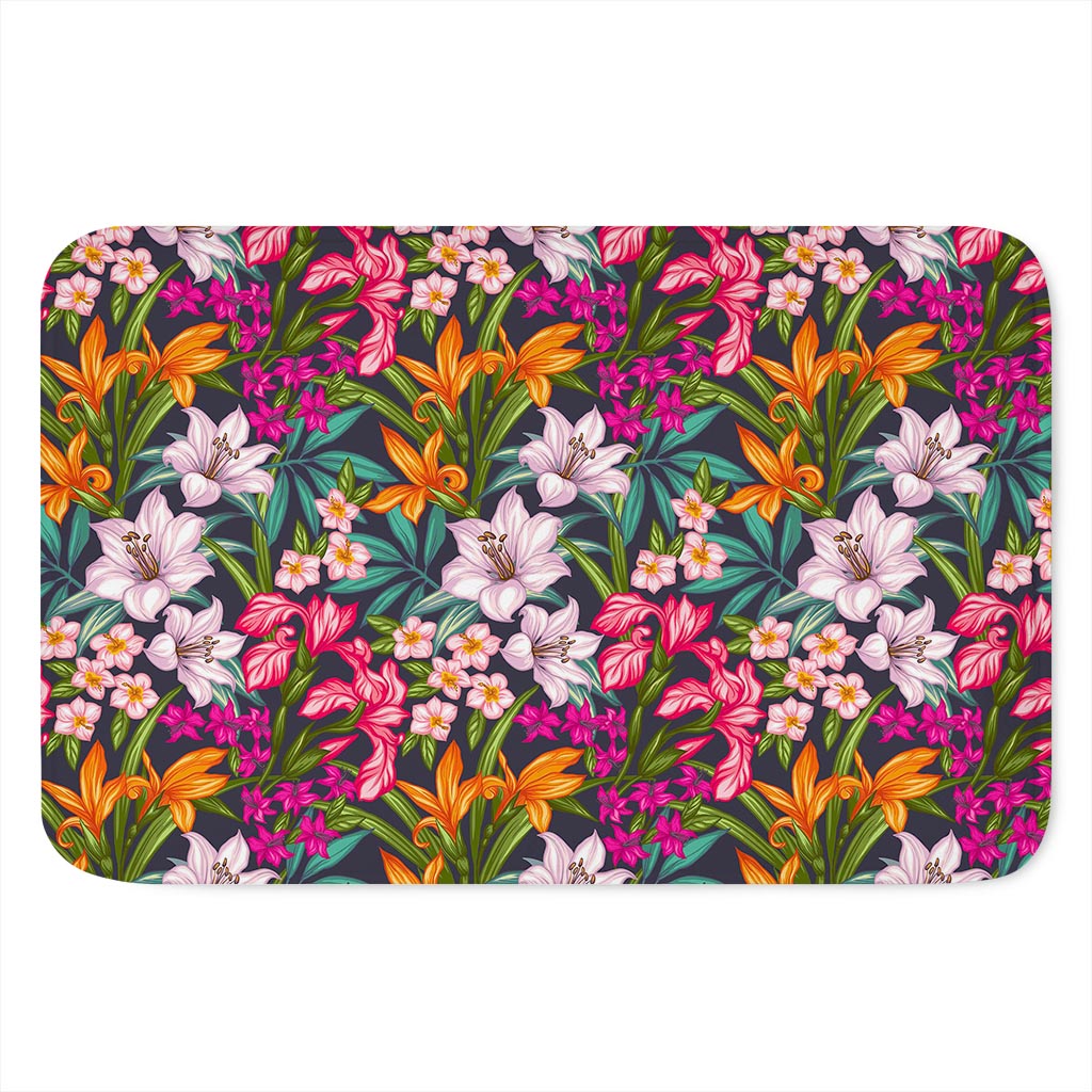 Tropical Flowers Pattern Print Indoor Door Mat