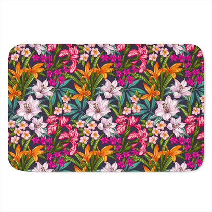 Tropical Flowers Pattern Print Indoor Door Mat