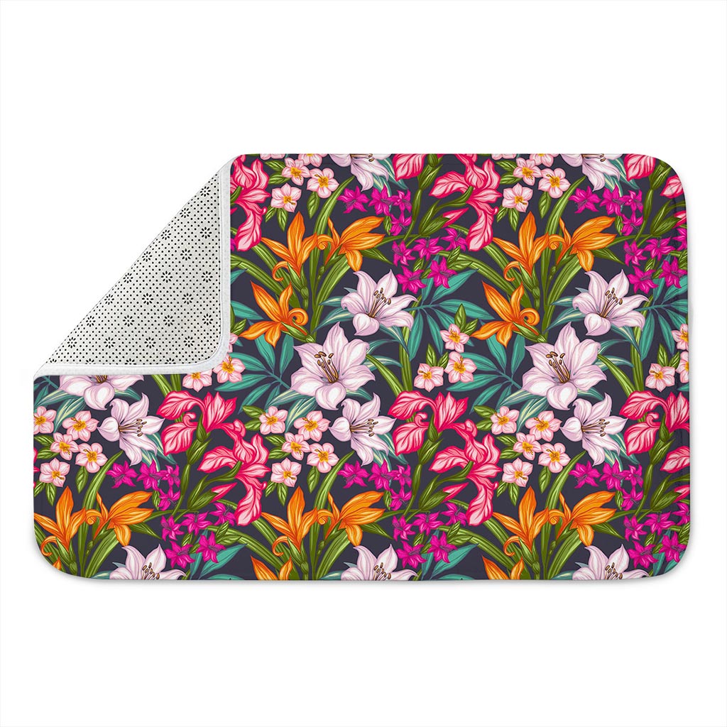 Tropical Flowers Pattern Print Indoor Door Mat