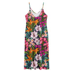Tropical Flowers Pattern Print Jersey Midi Cami Dress
