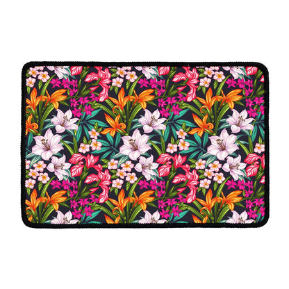 Tropical Flowers Pattern Print Kitchen Mat