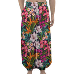 Tropical Flowers Pattern Print Lantern Pants
