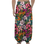 Tropical Flowers Pattern Print Lantern Pants