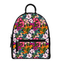 Tropical Flowers Pattern Print Leather Backpack